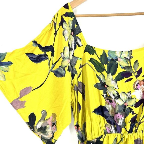 Soft Surroundings Dress Size Large Maise Yellow Floral Print Smock Maxi Cottage - Picture 3 of 8